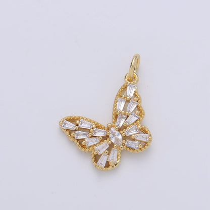 Dainty Gold Filled Crystal Butterfly Charm D-879 D-889