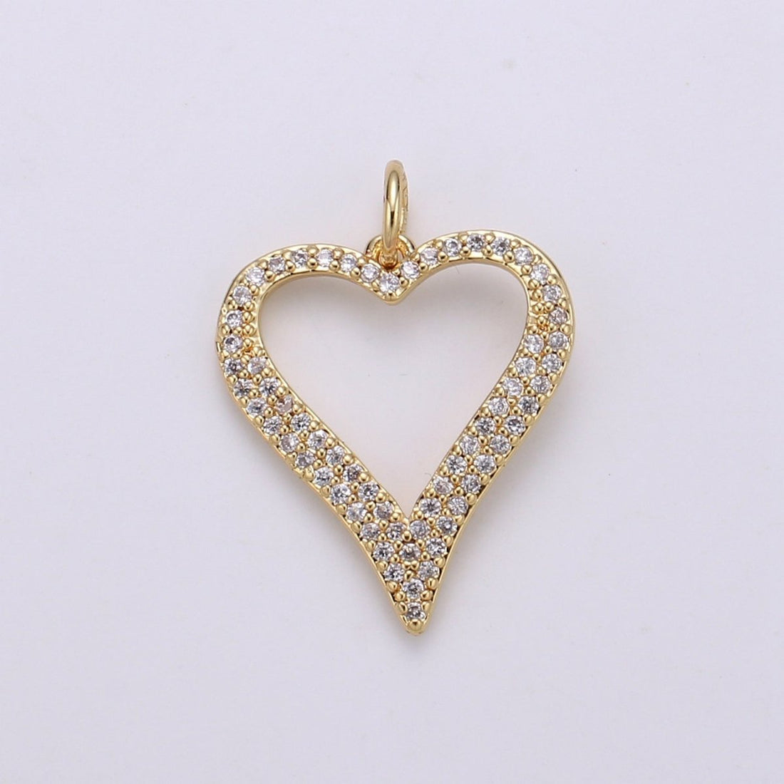 Dainty Gold Filled Crystal Heart Char D-789
