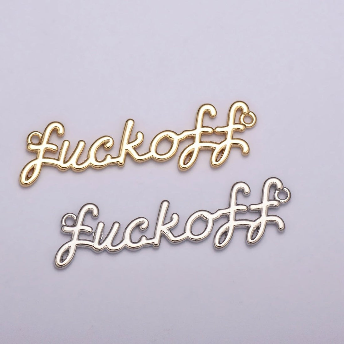 Dainty Gold Filled Fuck Off Charm for Necklace Bracelet, Fuckoff Link Connector, Fuck Off Word Cursive Jewelry Silver Personalized Script Necklace, Swear Word Pendant Trend Jewelry Y-00401 Y-00402