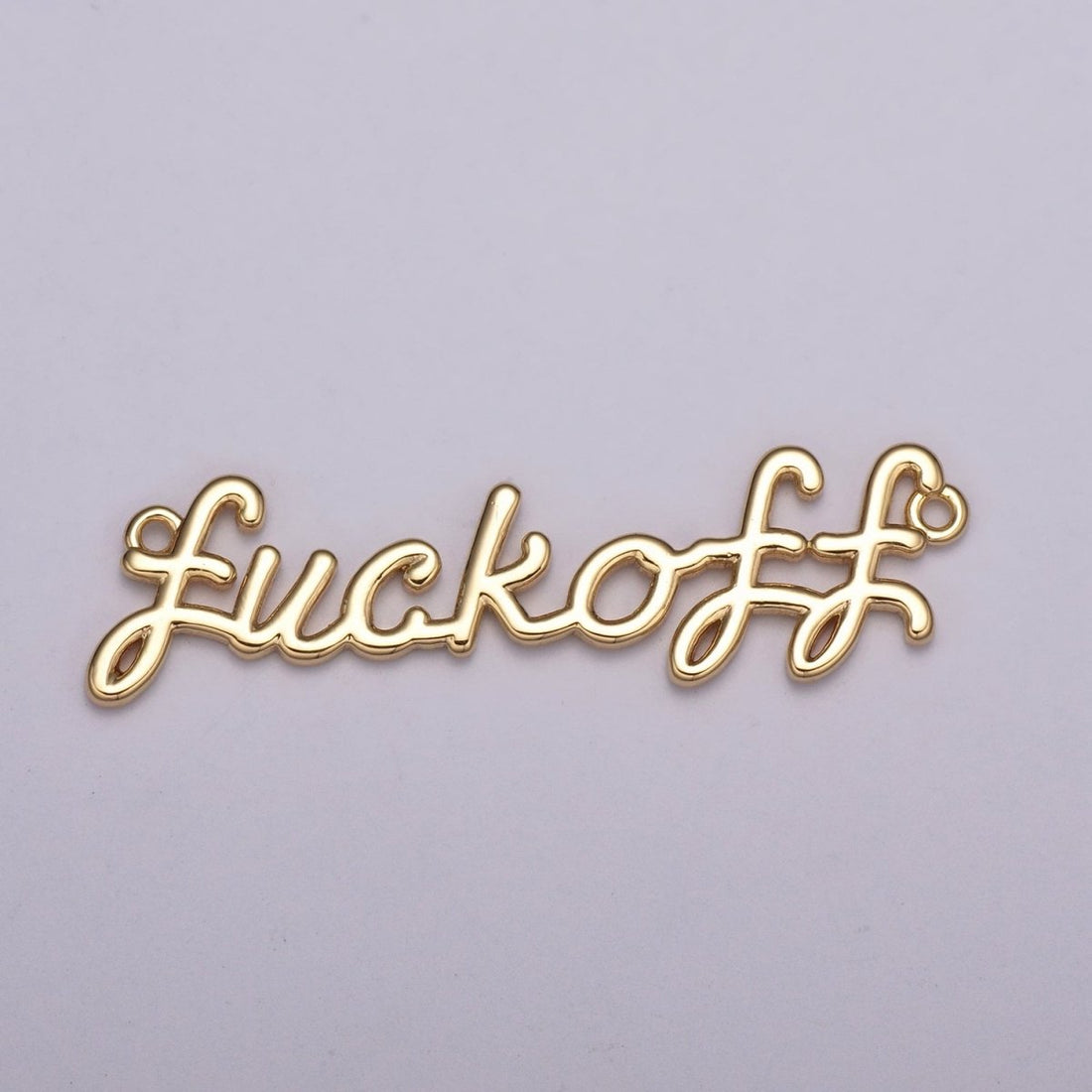 Dainty Gold Filled Fuck Off Charm for Necklace Bracelet, Fuckoff Link Connector, Fuck Off Word Cursive Jewelry Silver Personalized Script Necklace, Swear Word Pendant Trend Jewelry Y-00401 Y-00402