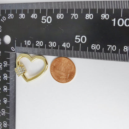 Dainty Gold Filled Heart Carabiner Screw Lock Padlock Clasp K-775