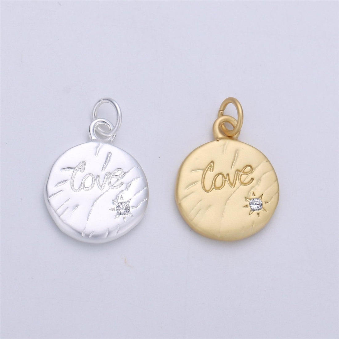 Dainty Gold filled Love Charms Word Disc Charm for necklace bracelet earring Jewelry Making Supply 20x15mm,C-912