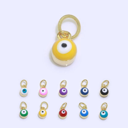 Dainty Gold Filled Mini Enamel Evil Eyes Charm, Tiny Round Evil Eye Charm, Pendants for Necklace Bracelet Earring add on charm