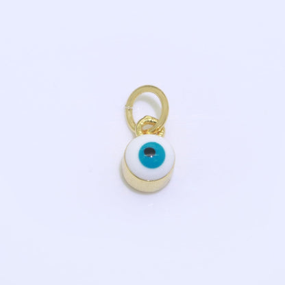 Dainty Gold Filled Mini Enamel Evil Eyes Charm, Tiny Round Evil Eye Charm, Pendants for Necklace Bracelet Earring add on charm