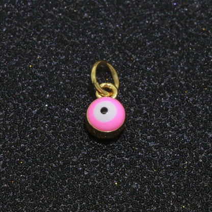 Dainty Gold Filled Mini Enamel Evil Eyes Charm, Tiny Round Evil Eye Charm, Pendants for Necklace Bracelet Earring add on charm