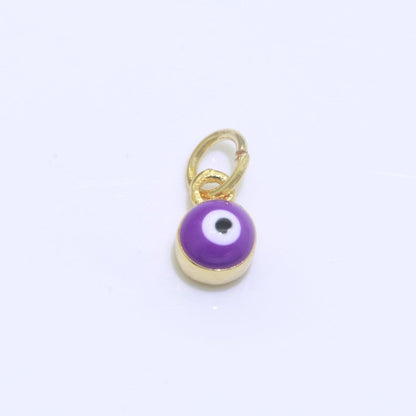Dainty Gold Filled Mini Enamel Evil Eyes Charm, Tiny Round Evil Eye Charm, Pendants for Necklace Bracelet Earring add on charm