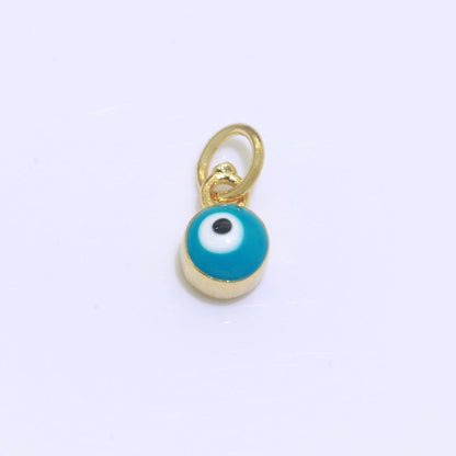 Dainty Gold Filled Mini Enamel Evil Eyes Charm, Tiny Round Evil Eye Charm, Pendants for Necklace Bracelet Earring add on charm