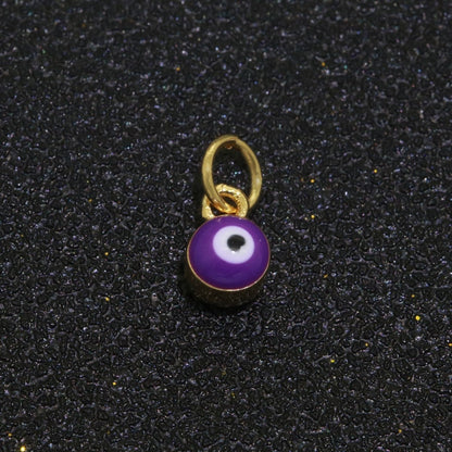 Dainty Gold Filled Mini Enamel Evil Eyes Charm, Tiny Round Evil Eye Charm, Pendants for Necklace Bracelet Earring add on charm
