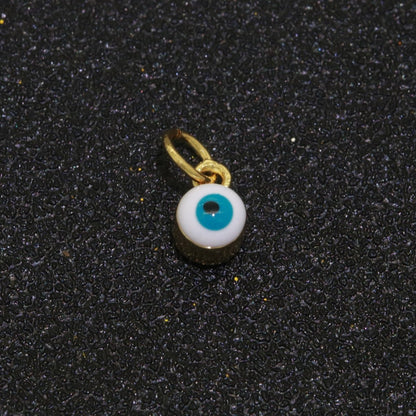 Dainty Gold Filled Mini Enamel Evil Eyes Charm, Tiny Round Evil Eye Charm, Pendants for Necklace Bracelet Earring add on charm
