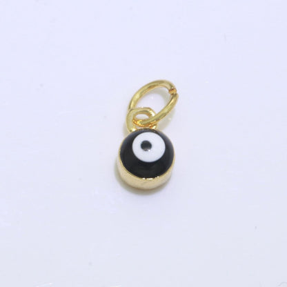 Dainty Gold Filled Mini Enamel Evil Eyes Charm, Tiny Round Evil Eye Charm, Pendants for Necklace Bracelet Earring add on charm