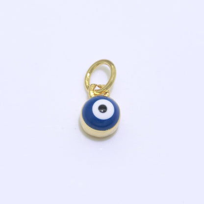 Dainty Gold Filled Mini Enamel Evil Eyes Charm, Tiny Round Evil Eye Charm, Pendants for Necklace Bracelet Earring add on charm