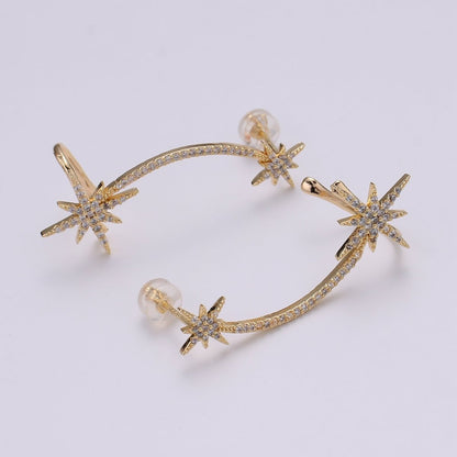 Dainty Gold Filled Snowflakes Earclimber  AI-143