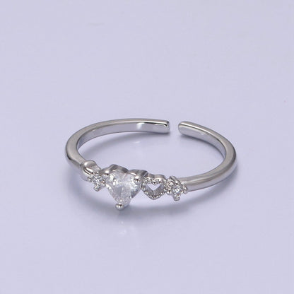 Dainty Gold Filled Sweet Heart Ring Open Adjustable S-440