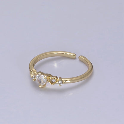 Dainty Gold Filled Sweet Heart Ring Open Adjustable S-440