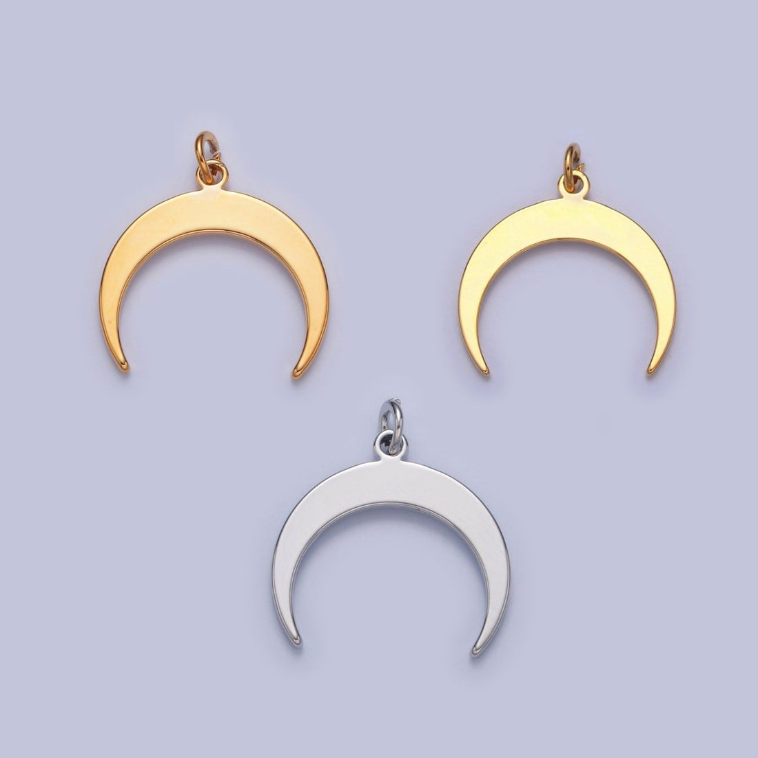 Dainty Gold Flat Crescent Moon Pendant Only Charm for Necklace Bracelet Earring 14K or 24K Gold Filled W-149~W-151