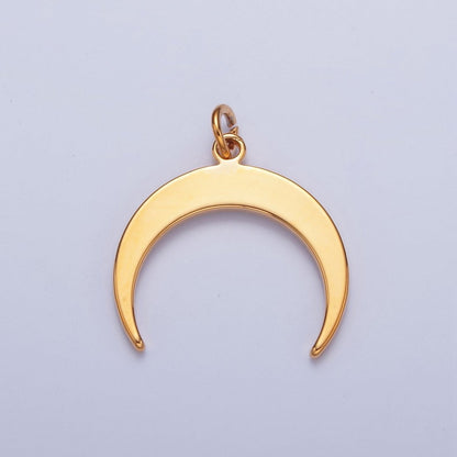 Dainty Gold Flat Crescent Moon Pendant Only Charm for Necklace Bracelet Earring 14K or 24K Gold Filled W-149~W-151