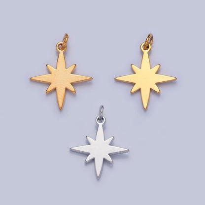 Dainty Gold Flat Polaris Northstar Pendant Only Charm for Necklace Bracelet Earring 14K or 24K Gold Filled W-460~W-462