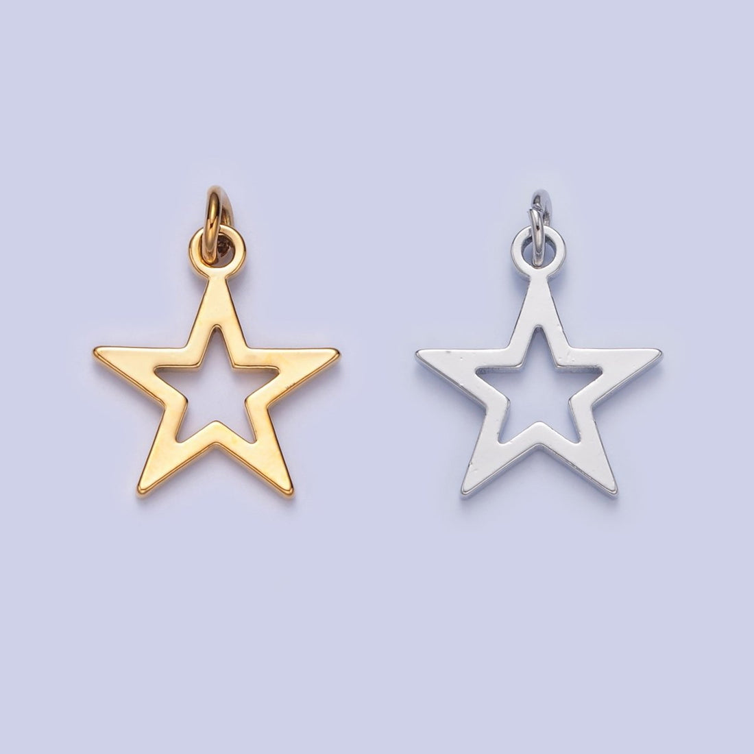 Dainty Gold Flat Star Pendant Open Star Charm for Necklace Bracelet Earring 14K Gold Filled W-466 W-467