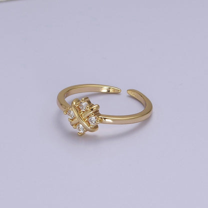 Dainty Gold Flower Ring Open Adjustable Ring S-529