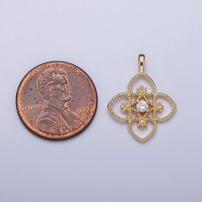 Dainty Gold Four Leaf Flower Clover Pendant For Bracelet Necklace Component AC351