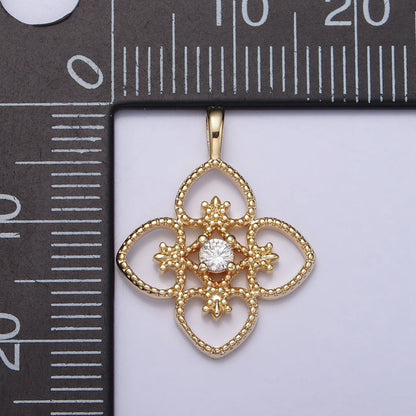 Dainty Gold Four Leaf Flower Clover Pendant For Bracelet Necklace Component AC351