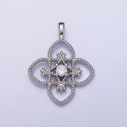 Dainty Gold Four Leaf Flower Clover Pendant For Bracelet Necklace Component AC351