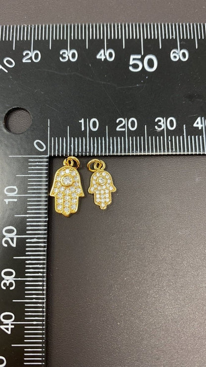 Dainty Gold Hamsa Hand Cubic Zirconia Charm for Bracelet Necklace Pendant Earring Findings for Jewelry Making E-544 E-582