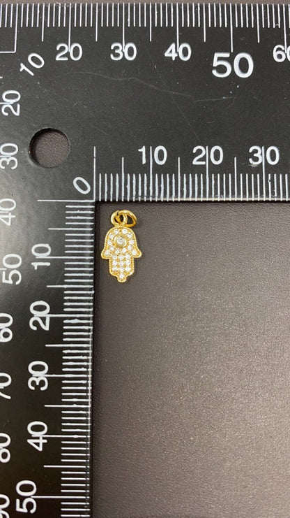 Dainty Gold Hamsa Hand Cubic Zirconia Charm for Bracelet Necklace Pendant Earring Findings for Jewelry Making E-544 E-582