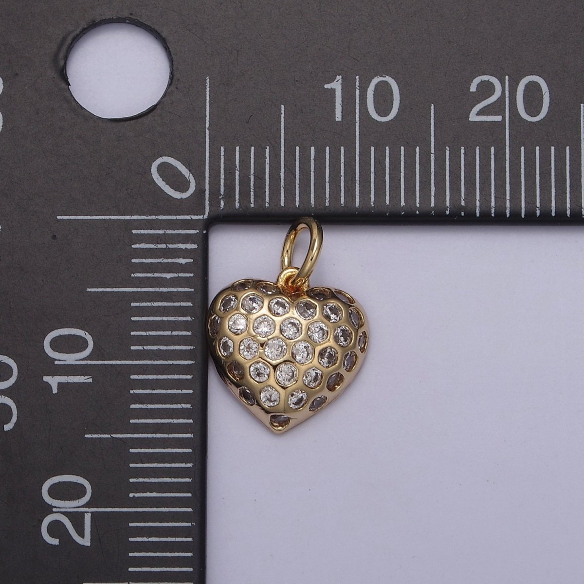 Dainty Gold Heart Charm Cubic Zirconia Love Pendant Add on Charm N-829