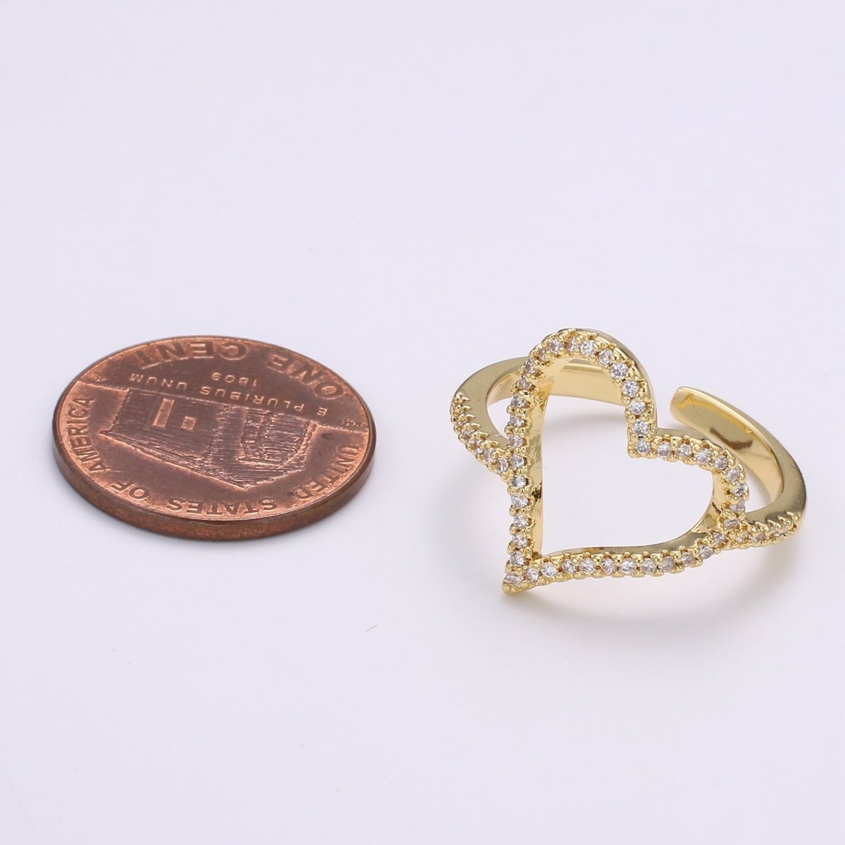 Dainty Gold Heart Ring, Love Ring, Open Heart RinG Adjustable Open Ring, Gold Stacking Ring Minimalist Heart Ring, Anniversary Gift for her R-446