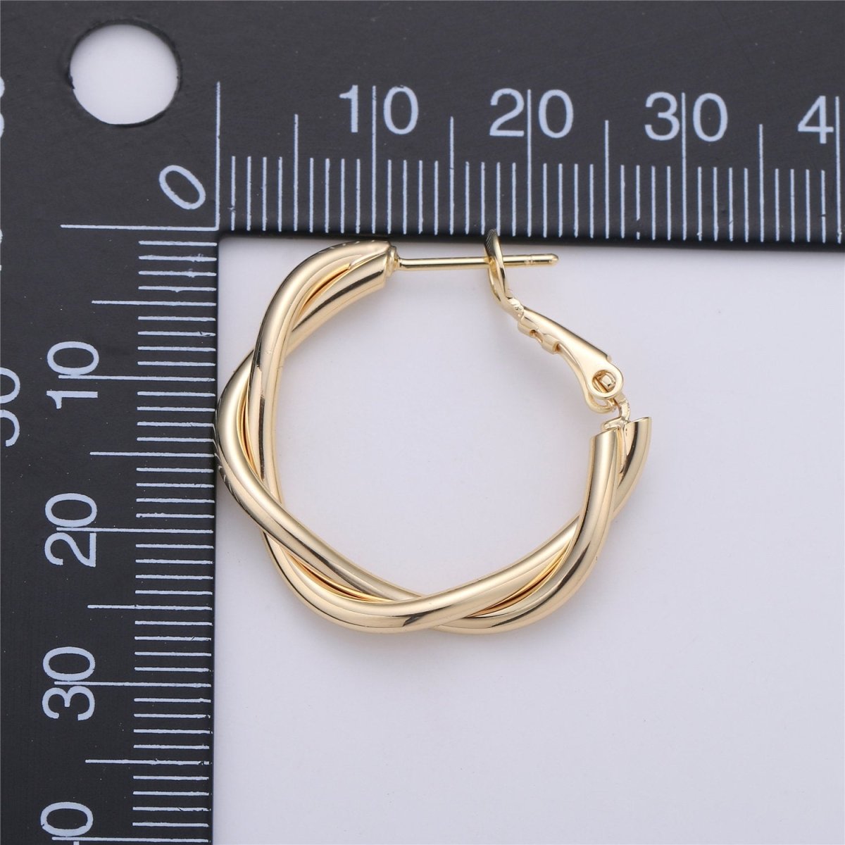 Dainty Gold Hoop Earring- Twisted Hoop Earring - Thin Earring - Gold Filled Hoop Ring - Minimalist Jewelry - 27mm Hoop Unique Earring Supply K-213