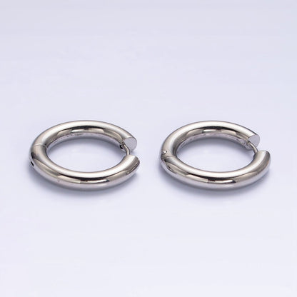Dainty Gold Hoop Huggie Earrings 23mm Stainless Steel Hypoallergenic, Sleeper Hoops AD877