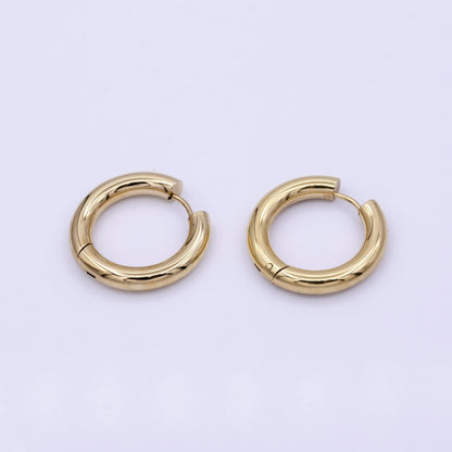 Dainty Gold Hoop Huggie Earrings 23mm Stainless Steel Hypoallergenic, Sleeper Hoops AD877