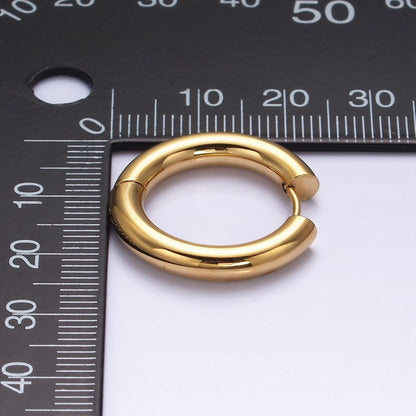 Dainty Gold Hoop Huggie Earrings 23mm Stainless Steel Hypoallergenic, Sleeper Hoops AD877