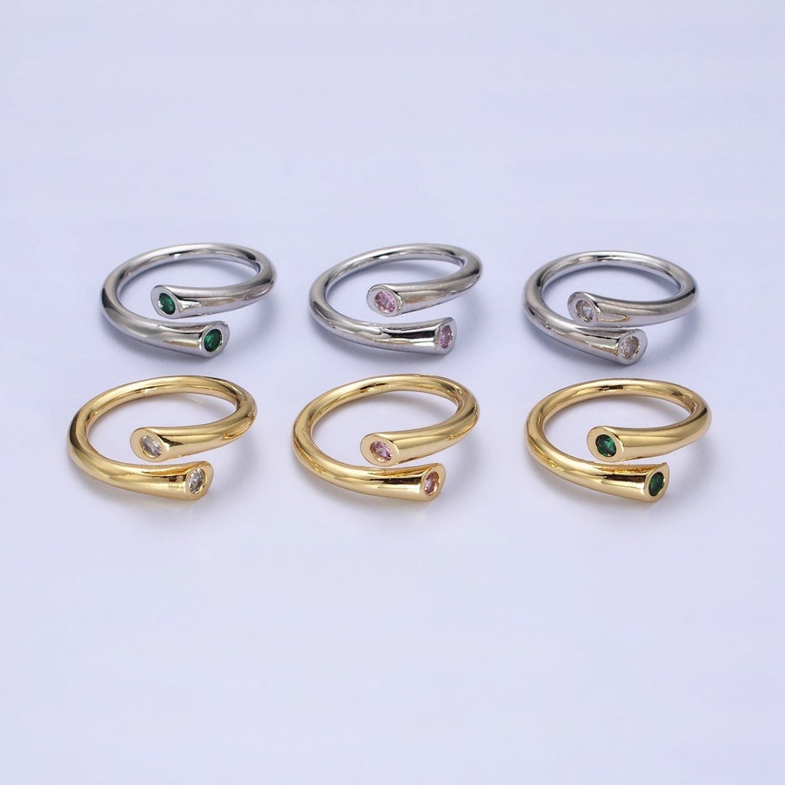 Dainty Gold Hug Ring with CZ Stone O-1789~O-1794