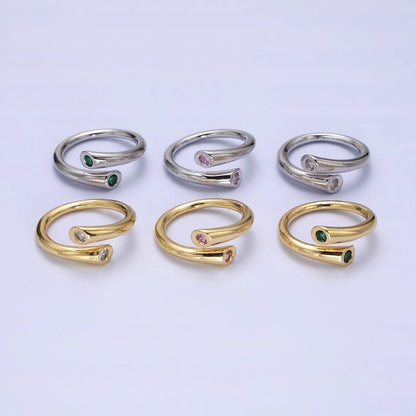 Dainty Gold Hug Ring with CZ Stone O-1789~O-1794