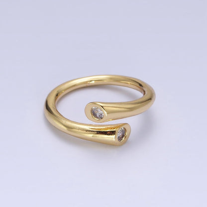 Dainty Gold Hug Ring with CZ Stone O-1789~O-1794