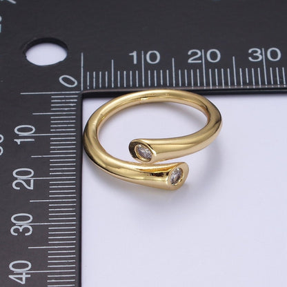 Dainty Gold Hug Ring with CZ Stone O-1789~O-1794