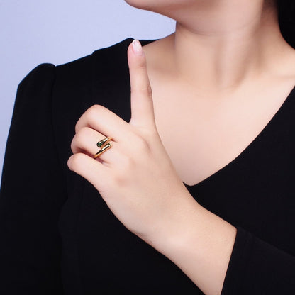 Dainty Gold Hug Ring with CZ Stone O-1789~O-1794