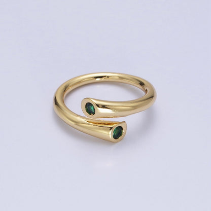 Dainty Gold Hug Ring with CZ Stone O-1789~O-1794