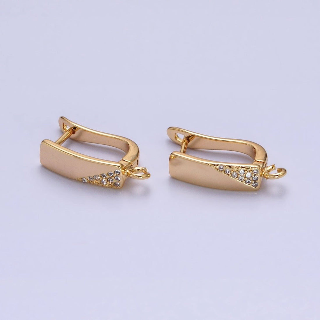 Dainty Gold Huggie Earring Lever Back Earring with Open Link for Earring Supply Z-188