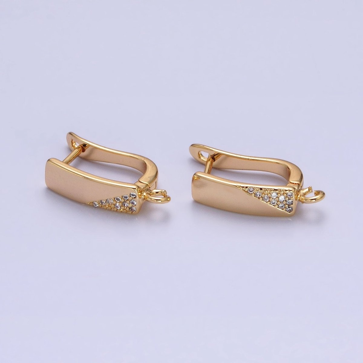 Dainty Gold Huggie Earring Lever Back Earring with Open Link for Earring Supply Z-188