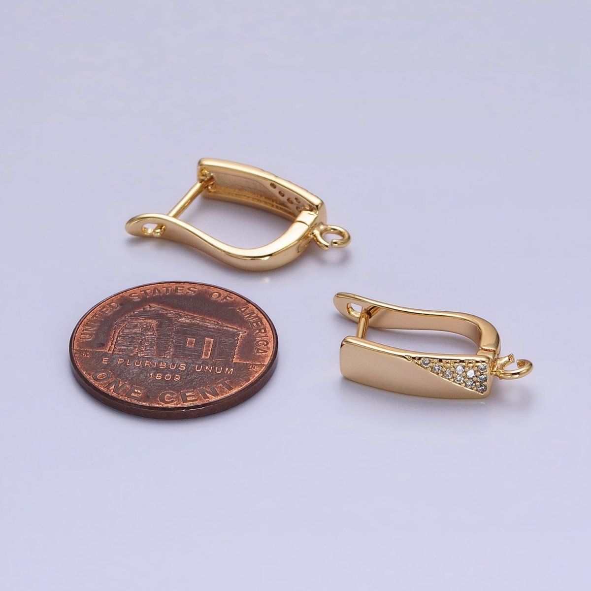 Dainty Gold Huggie Earring Lever Back Earring with Open Link for Earring Supply Z-188