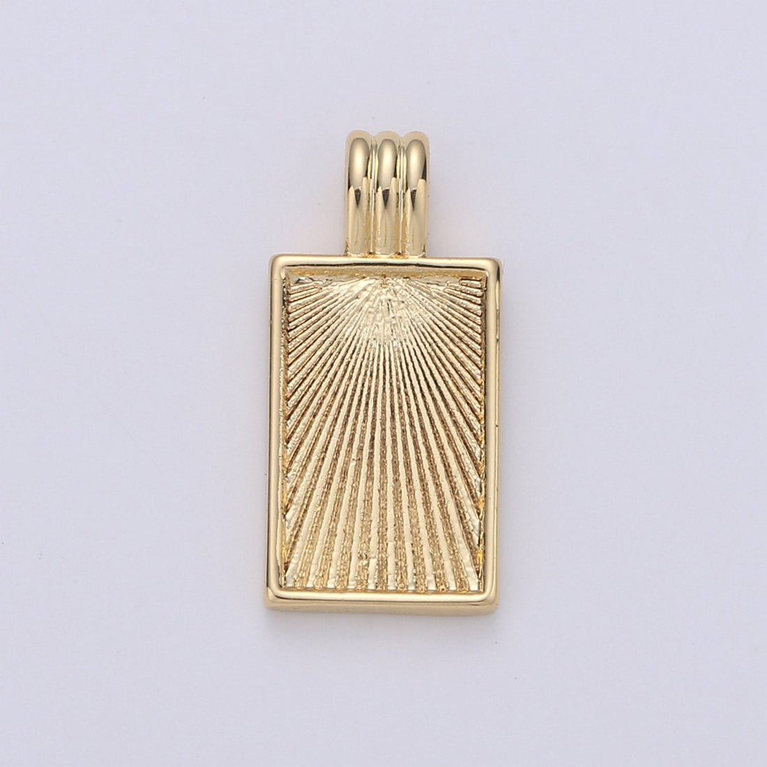 Dainty Gold Medallion Charm 24k Gold Filled Rectangle Pendant Gold Sunburst Charm Necklace Component Supply Geometric Jewelry D-075