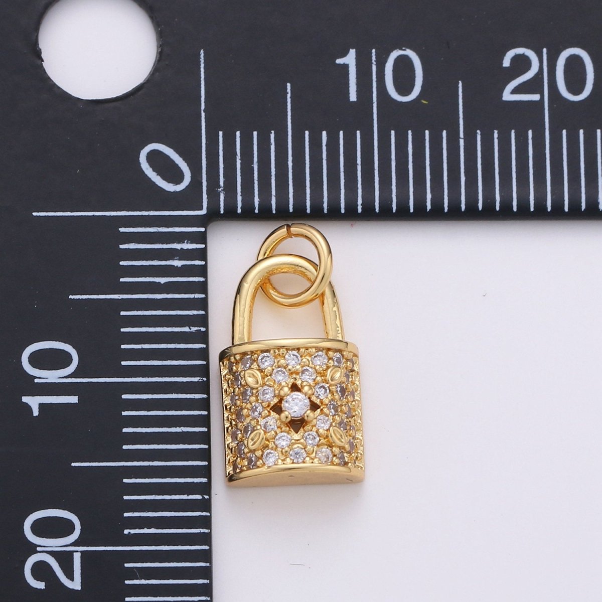 Dainty Gold Micro Pave Lock charm for Jewelry making, Minimalist Padlock charm for Bracelet Necklace Earring Component Silver Padlock Charm, D-061 D-062