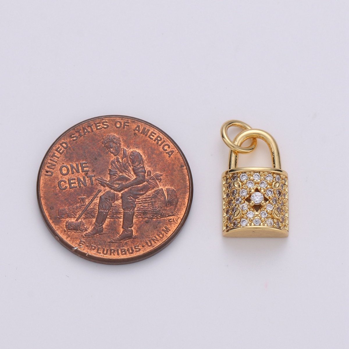Dainty Gold Micro Pave Lock charm for Jewelry making, Minimalist Padlock charm for Bracelet Necklace Earring Component Silver Padlock Charm, D-061 D-062