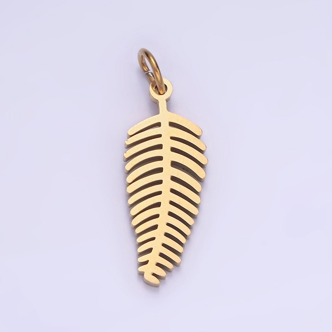 Dainty Gold Palm Tree Leaf Charm in Stainless Steel P-1400