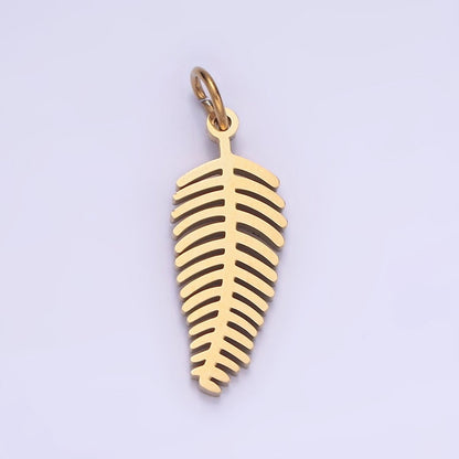 Dainty Gold Palm Tree Leaf Charm in Stainless Steel P-1400