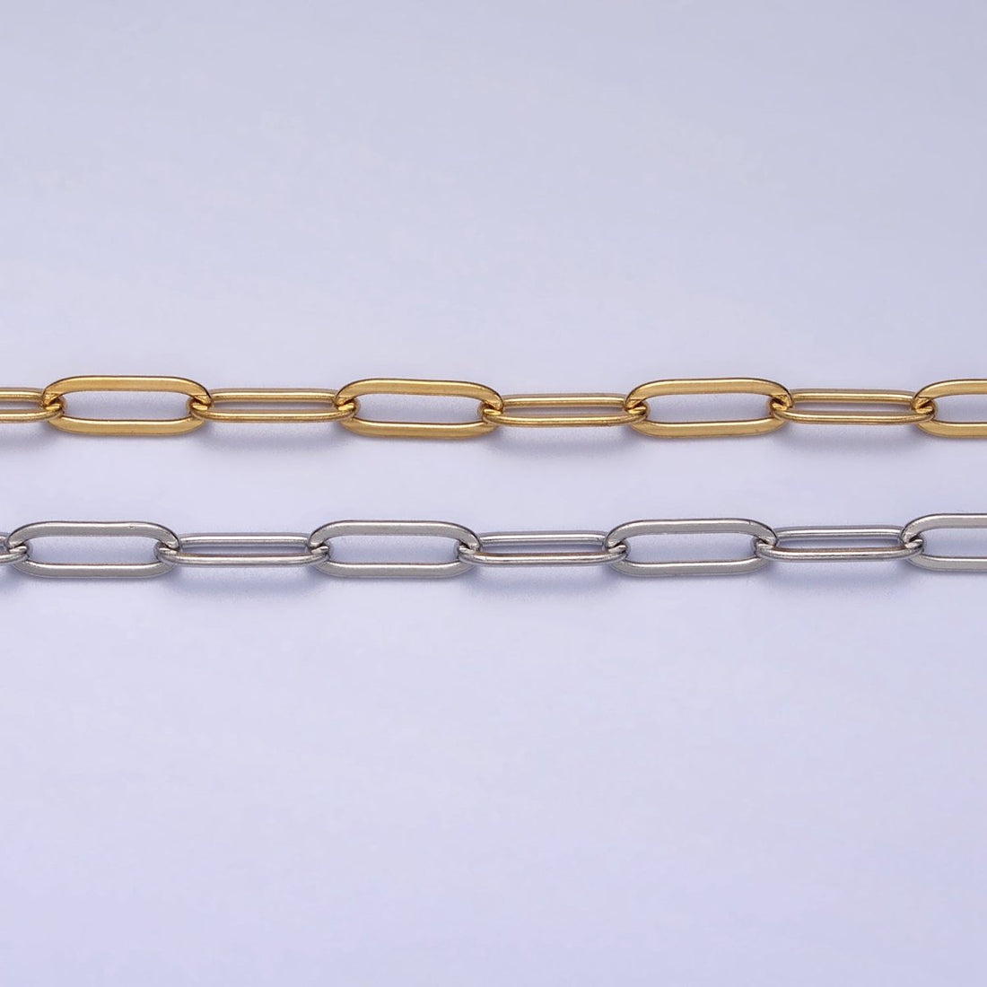 Dainty Gold Paperclip Link Chain Necklace Elongated Chain Necklace Stainless Steel Chain 17.7 inch Long | WA-1623 WA-1624