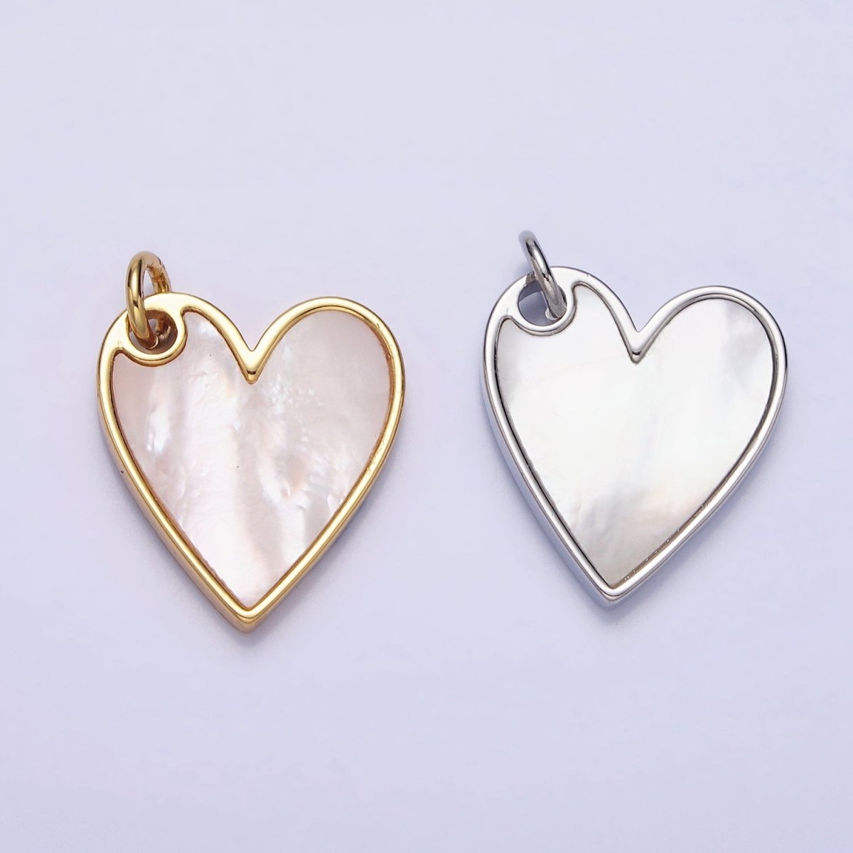 Dainty Gold Pearl Heart Pendant Silver Love Charm For Valentine Jewelry Making | AC558 AC557